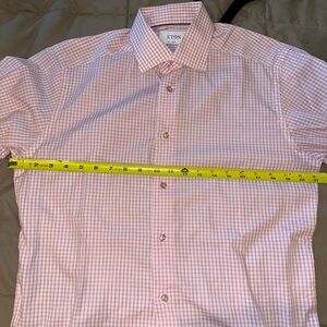 Eton Men's Light Pink Plaid Button Down Shirt